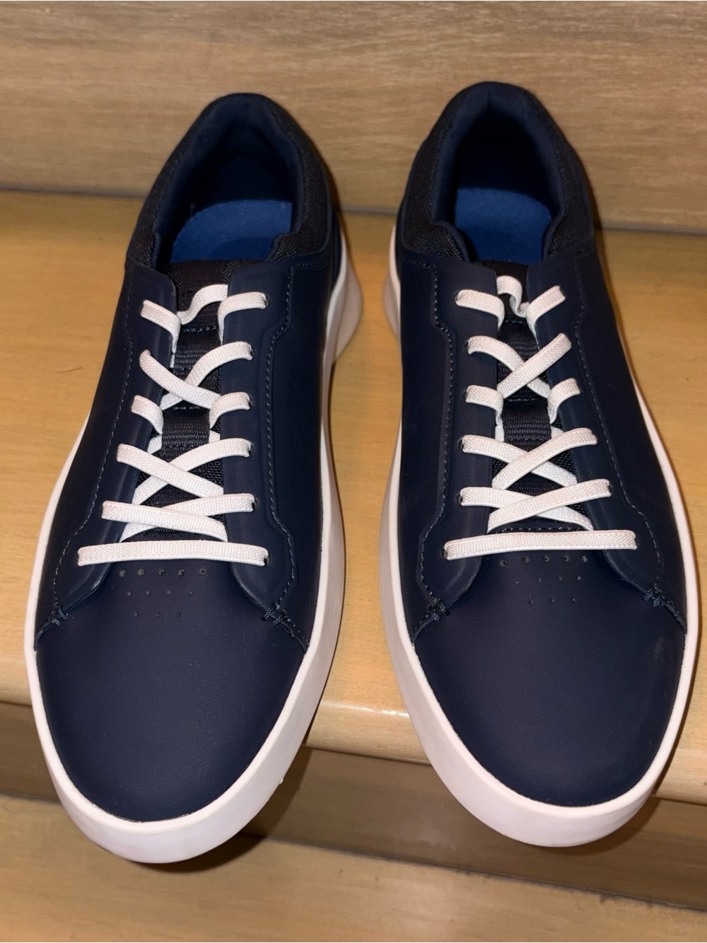 Men's Navy Lace-Up Sneakers with White Platform Sole - Picture 3 of 6